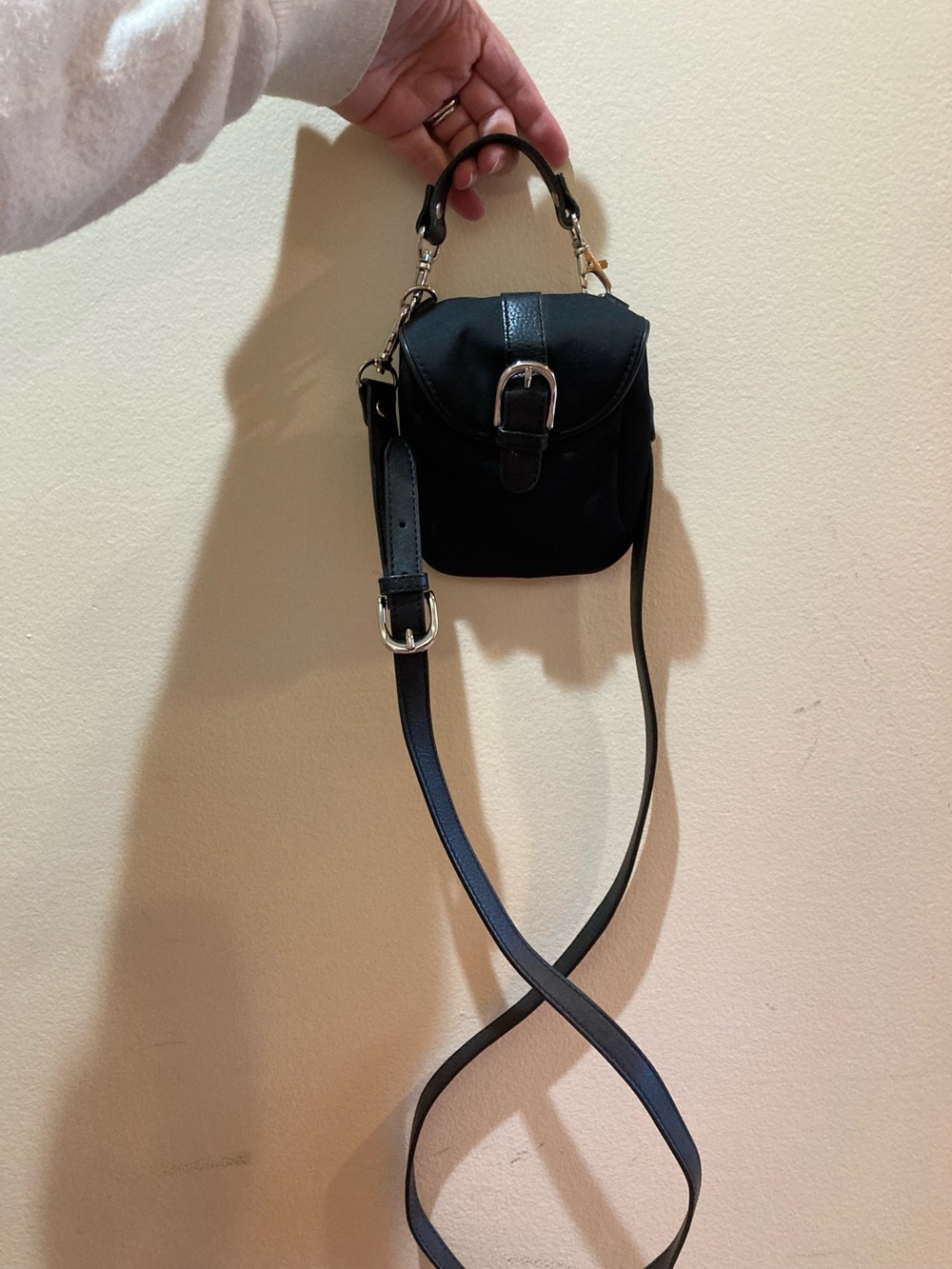 Levenger Black Nylon Mini Crossbody Bag
